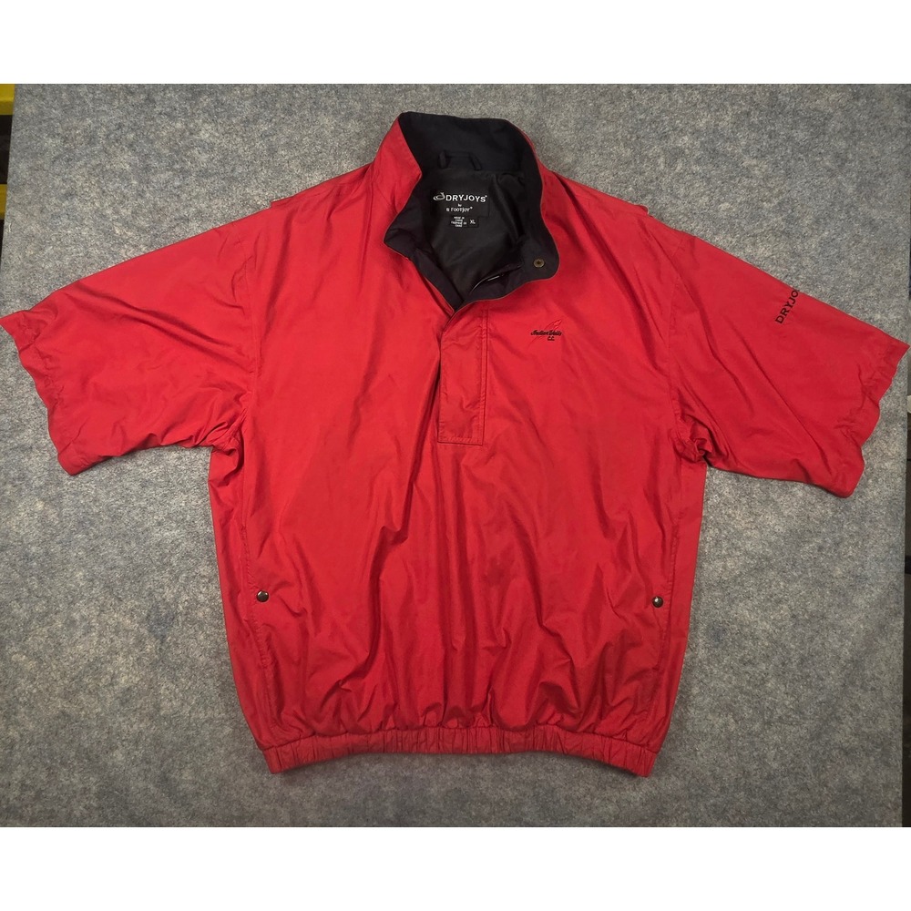 FootJoy DryJoys Mens XL Red Short Sleeve Golf Windbreaker Indian Wells CC Jacket